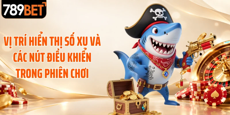Vị trí hiển thị số xu và các nút điều khiển trong phiên chơi